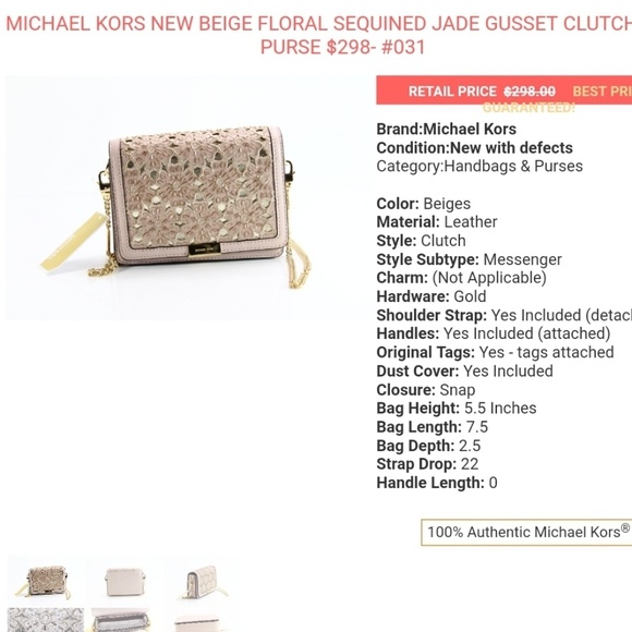 Sold MK MICHAEL KORS JADE SEQUIN CROSSBODY BAG - Picture 8 of 8